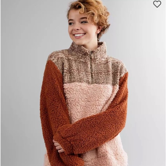 Quarter Zip Color Block Fleece Pullover - Picture 3 of 8